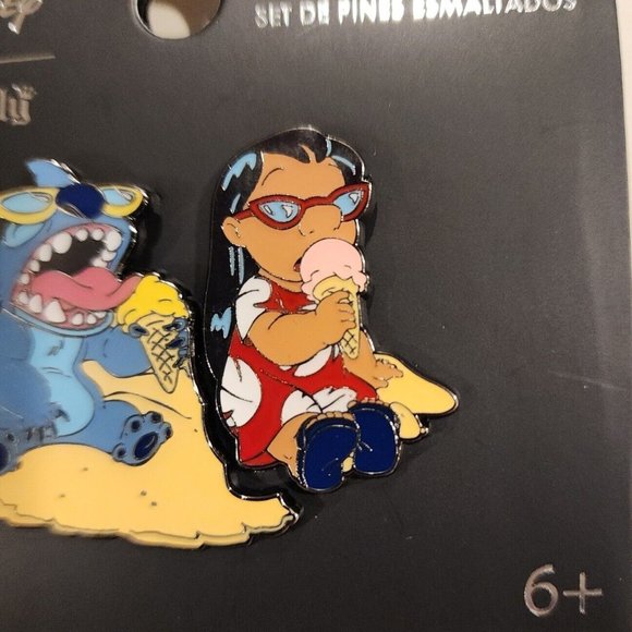 Loungefly Disney Lilo and Stitch Ice Cream Beach Enamel Pin Set 2 Piece NEW - Picture 6 of 10